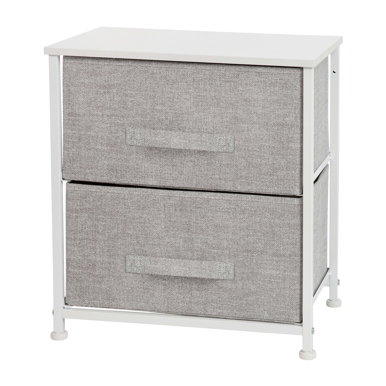 Emma and Oliver 2 Drawer Storage Stand with Wood Top & Dark Fabric Pull Drawers